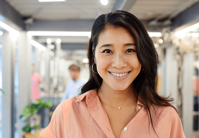 Close up of woman at work smiling
